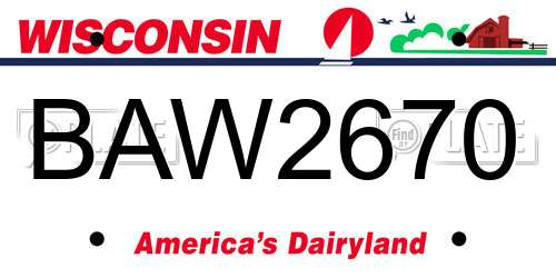 BAW2670 Wisconsin License Plate