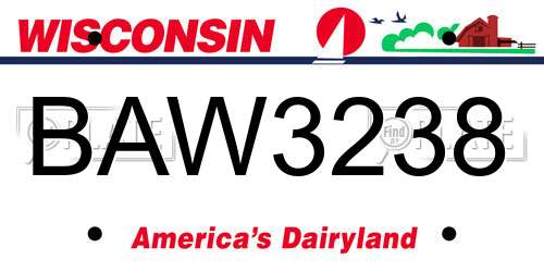 BAW3238 Wisconsin License Plate