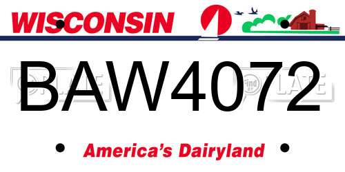BAW4072 Wisconsin License Plate