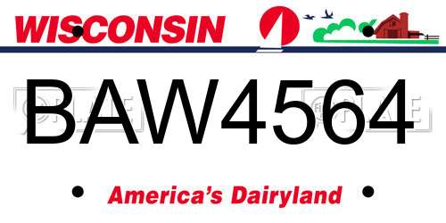 BAW4564 Wisconsin License Plate