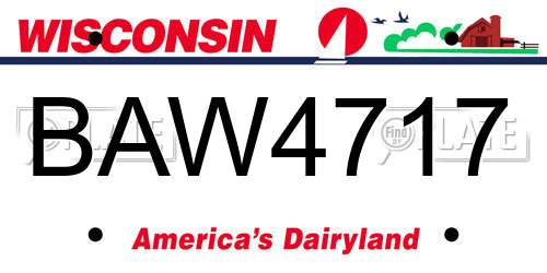 BAW4717 Wisconsin License Plate