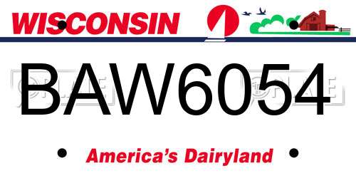 BAW6054 Wisconsin License Plate
