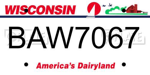 BAW7067 Wisconsin License Plate