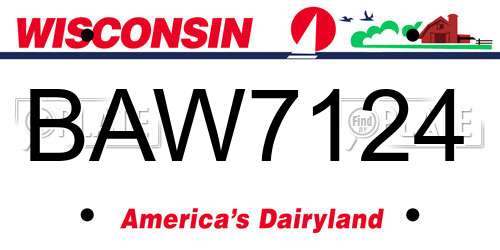 BAW7124 Wisconsin License Plate