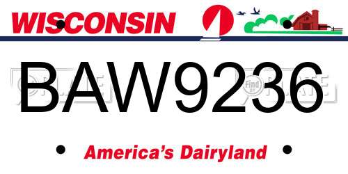 BAW9236 Wisconsin License Plate