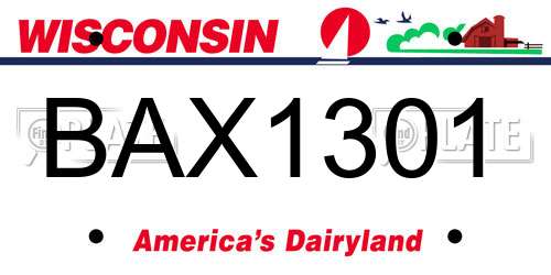 BAX1301 Wisconsin License Plate