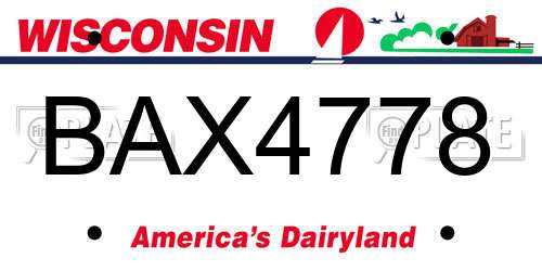 BAX4778 Wisconsin License Plate