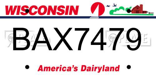 BAX7479 Wisconsin License Plate