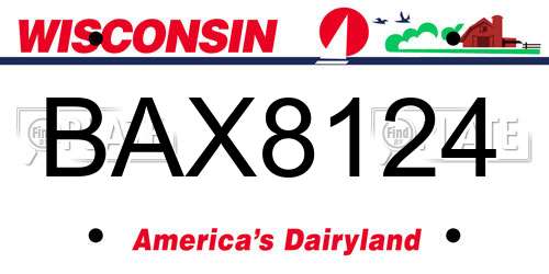 BAX8124 Wisconsin License Plate