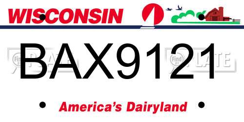 BAX9121 Wisconsin License Plate