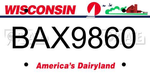 BAX9860 Wisconsin License Plate
