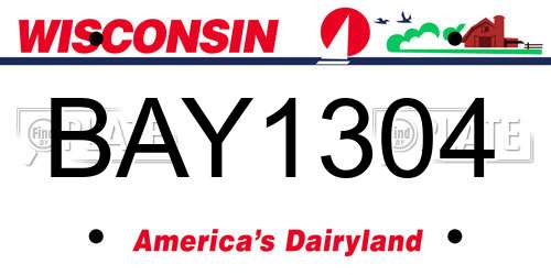 BAY1304 Wisconsin License Plate