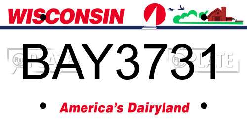 BAY3731 Wisconsin License Plate