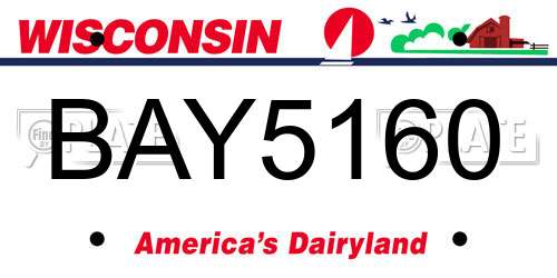 BAY5160 Wisconsin License Plate