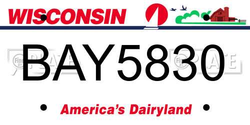 BAY5830 Wisconsin License Plate