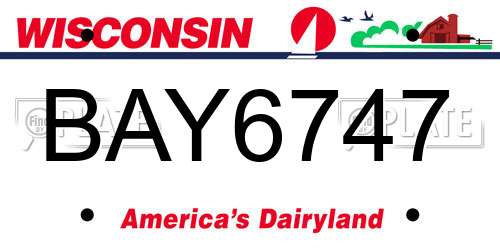 BAY6747 Wisconsin License Plate