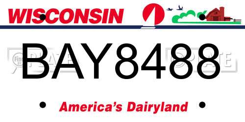 BAY8488 Wisconsin License Plate