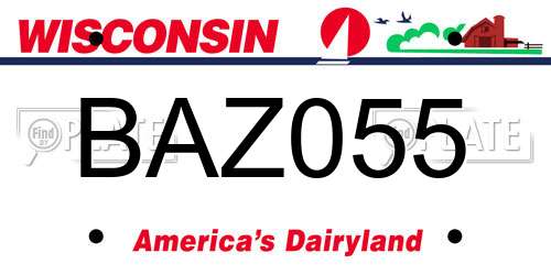 BAZ055 Wisconsin License Plate