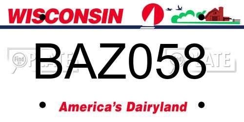 BAZ058 Wisconsin License Plate