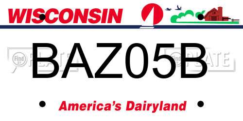 BAZ05B Wisconsin License Plate