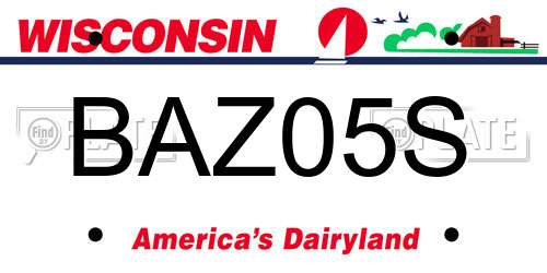 BAZ05S Wisconsin License Plate