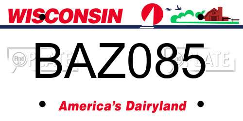 BAZ085 Wisconsin License Plate
