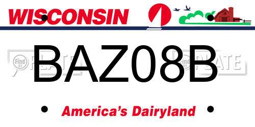 BAZ08B Wisconsin License Plate