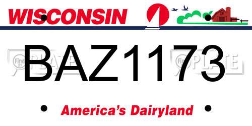 BAZ1173 Wisconsin License Plate