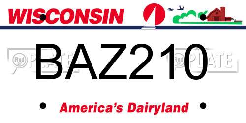 BAZ210 Wisconsin License Plate