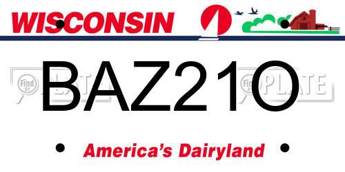 BAZ21O Wisconsin License Plate