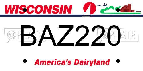 BAZ220 Wisconsin License Plate