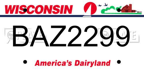 BAZ2299 Wisconsin License Plate