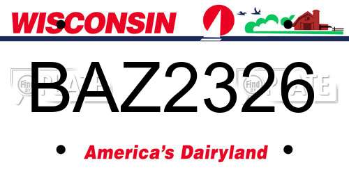 BAZ2326 Wisconsin License Plate