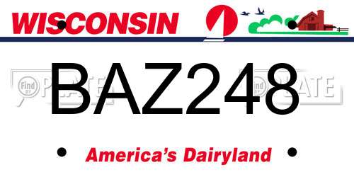 BAZ248 Wisconsin License Plate