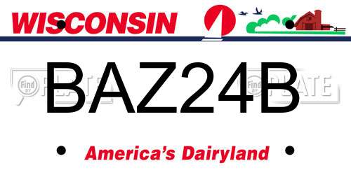 BAZ24B Wisconsin License Plate