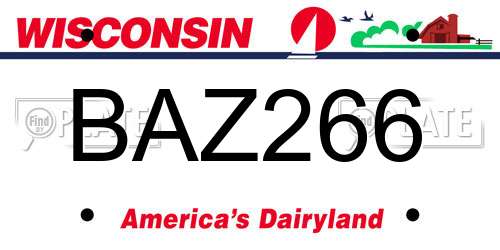BAZ266 Wisconsin License Plate