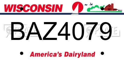 BAZ4079 Wisconsin License Plate