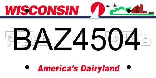 BAZ4504 Wisconsin License Plate