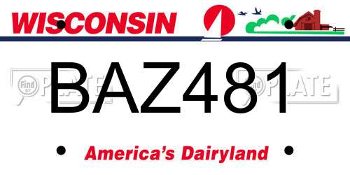 BAZ481 Wisconsin License Plate