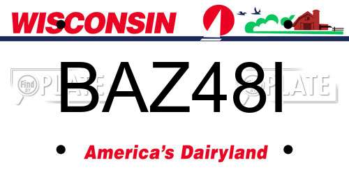 BAZ48I Wisconsin License Plate