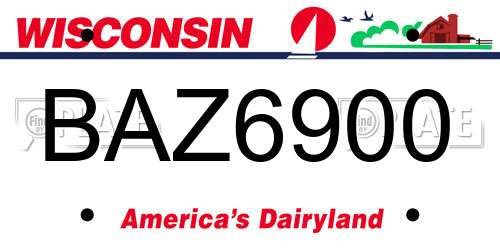 BAZ6900 Wisconsin License Plate