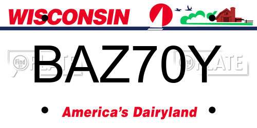 BAZ70Y Wisconsin License Plate