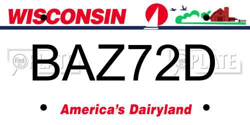BAZ72D Wisconsin License Plate
