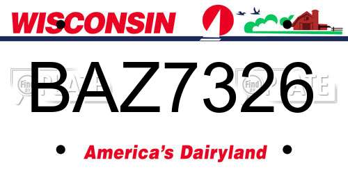 BAZ7326 Wisconsin License Plate