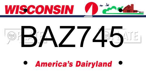 BAZ745 Wisconsin License Plate