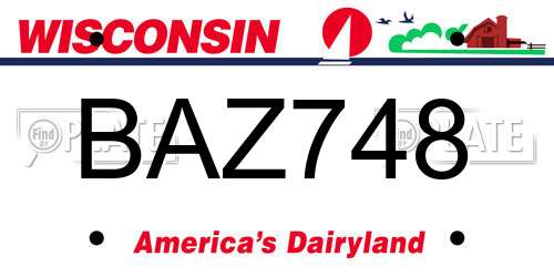 BAZ748 Wisconsin License Plate
