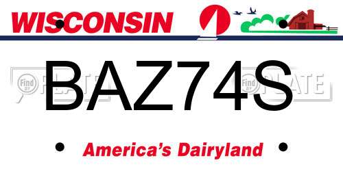 BAZ74S Wisconsin License Plate