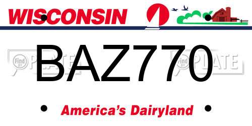 BAZ770 Wisconsin License Plate