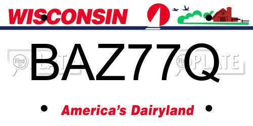BAZ77Q Wisconsin License Plate