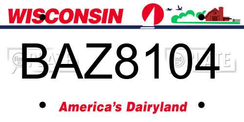 BAZ8104 Wisconsin License Plate